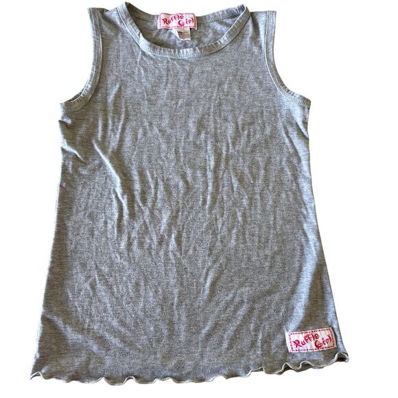 Girls Gray Ruffle Lettuce Edge Tank Top - Size 8 - Picture 1 of 3
